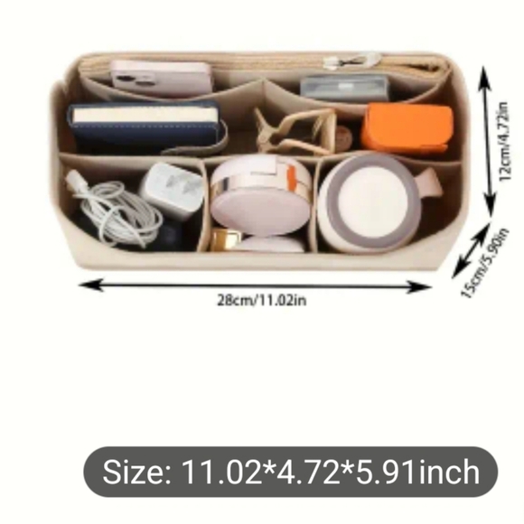 Tote Large Multi Compartment organizer And Shaping Beige Felt - Picture 2 of 3